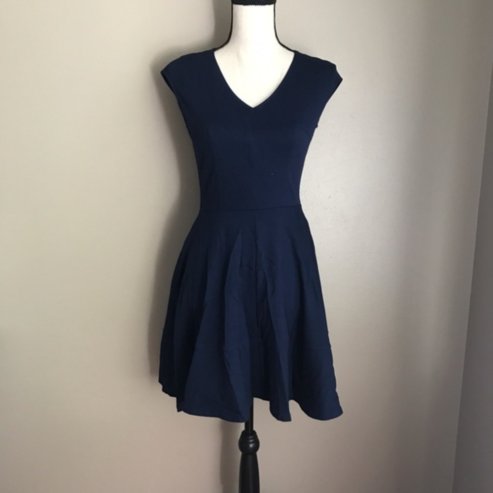 Adorable Navy Bar III Skater Dress